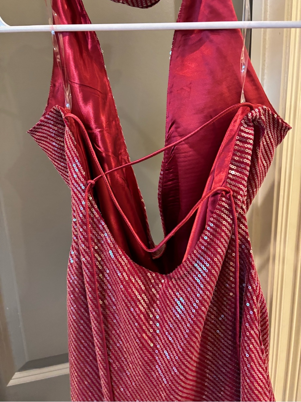Peppermayo Red Sequin Plunge Backless Mini Dress - Picture 3 of 4